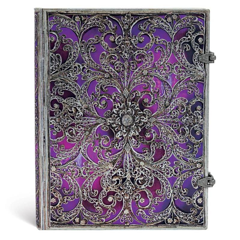 PAPERBLANKS SILVER FILIGREE AUBERGINE ULTRA PAUTADO