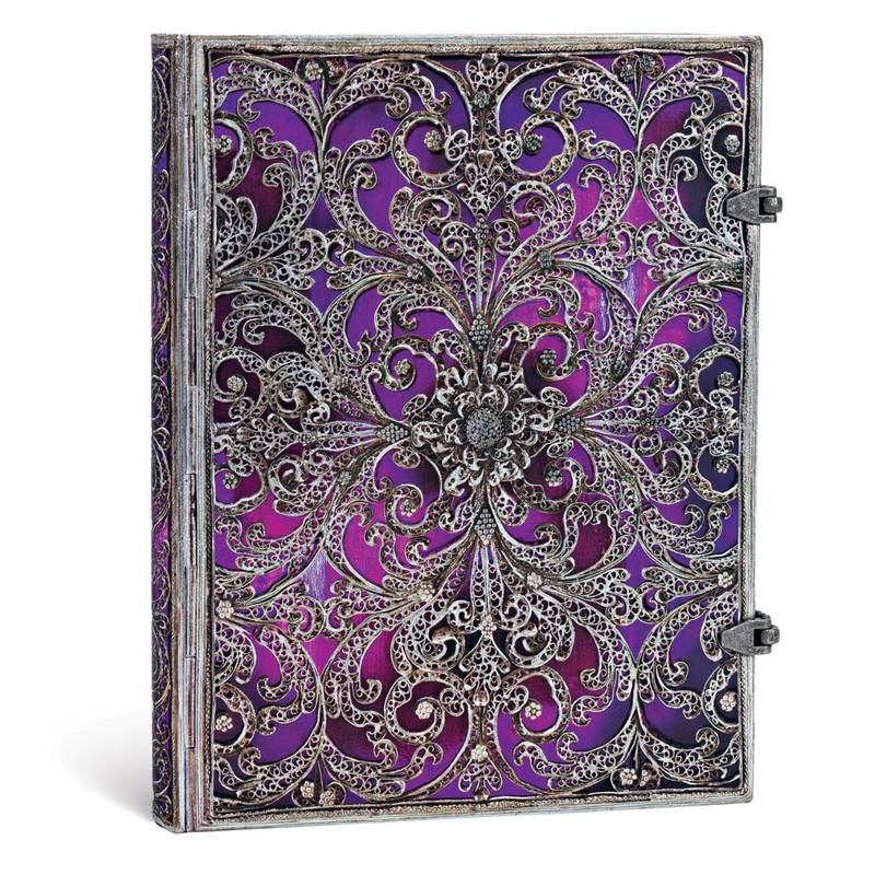 PAPERBLANKS SILVER FILIGREE AUBERGINE ULTRA PAUTADO
