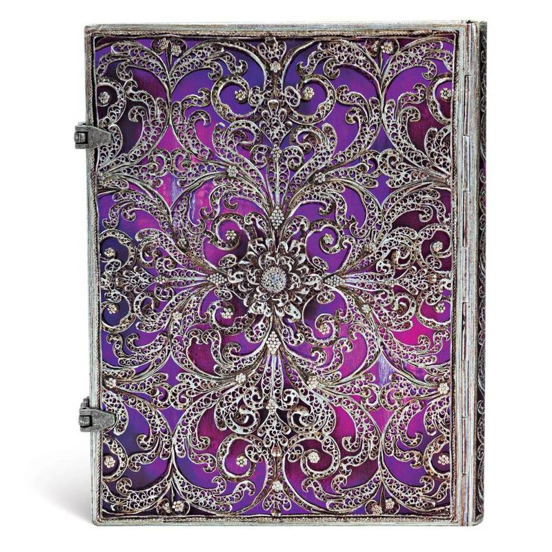 PAPERBLANKS SILVER FILIGREE AUBERGINE ULTRA PAUTADO